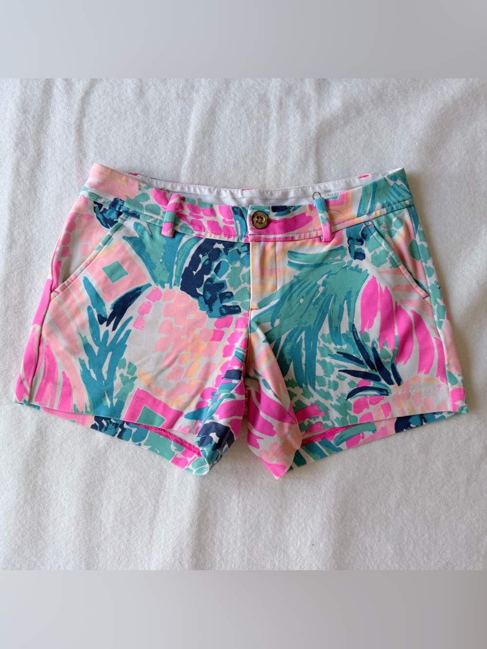 Lilly Pulitzer Pink & Teal Tropical Print Bermuda Shorts